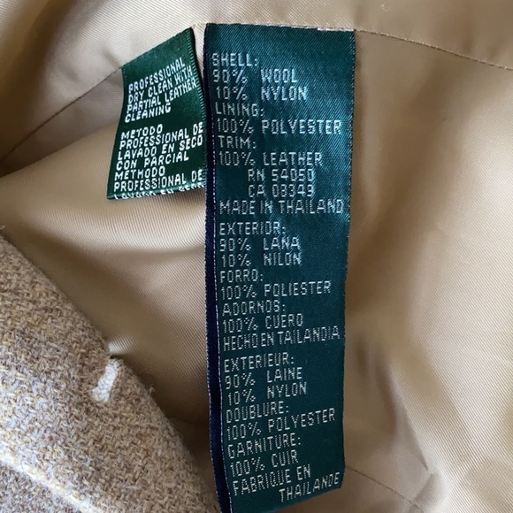 Ralph Lauren Tan Wool Blazer With Horse Buttons Size 10P - Picture 9 of 13